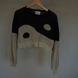 Yin Yang Peace Cropped Sweater - Native One Boutique
